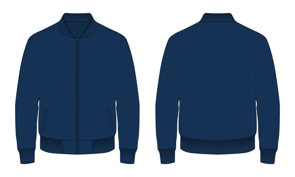 Navy blue men's bomber jacket mockup vector