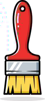 Vibrant red handled paint brush ready for creative art projects and home improvement tasks vector