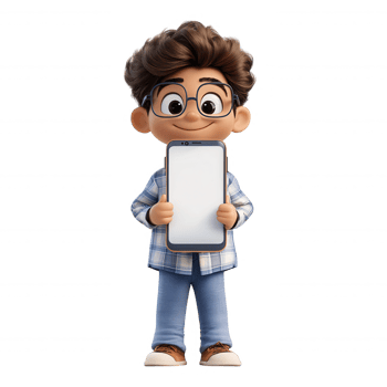 3d icon cheerful young male displaying smartphone with empty screen, wearing casual attire transparent background png