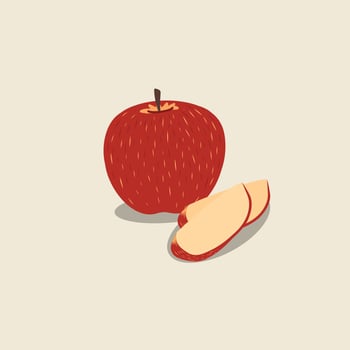 Gala apples with slices illustration autumn fruits isolated vector