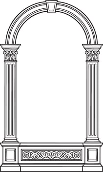 Classical stone archway line art vector