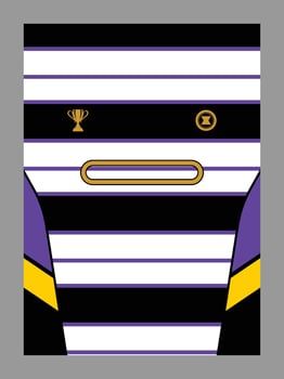 Striped Soccer Jersey with Trophy and Circle Emblem vector