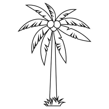 coconut tree icon cartoon isolated black and white illustration design. vector