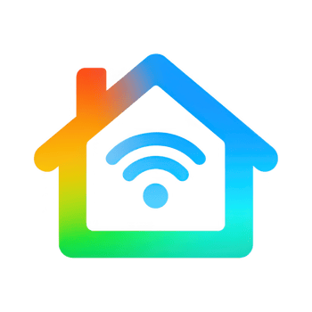 Smart home device icon representing technology and convenience, featuring colorful house design with Wi Fi symbol. This embodies modern living and innovation png
