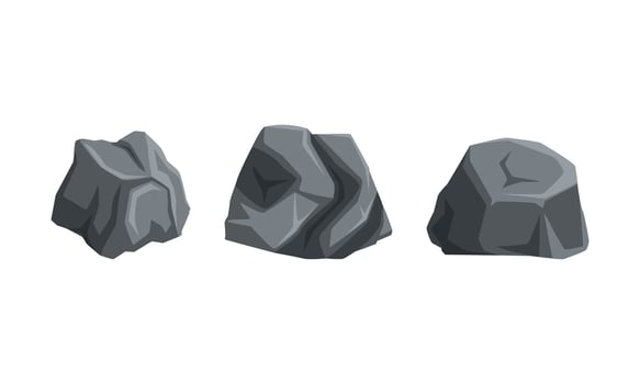 Rock Stones of Different Shapes Set, Natural Building Material, Landscape Design Cartoon Illustration vector