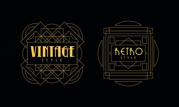 Vintage Retro Style Logo Templates Set, Luxury Art Deco Design Element for Wedding Invitation, Restaurant, Premium Brand Identity Illustration vector