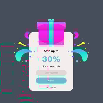 Promotion Pop Up Window Cute Cartoon Gift Icon Flat Pink Pack Turquoise Bow Pack Design vector