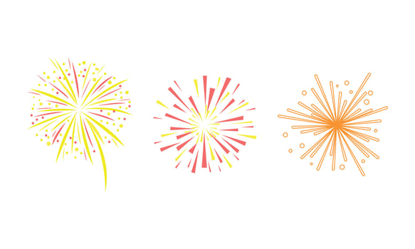 Colorful Fireworks Set, Bright Decoration of Christmas Card, Festive Banner, Happy New Year Celebration, Anniversary, Festival Cartoon Illustration vector