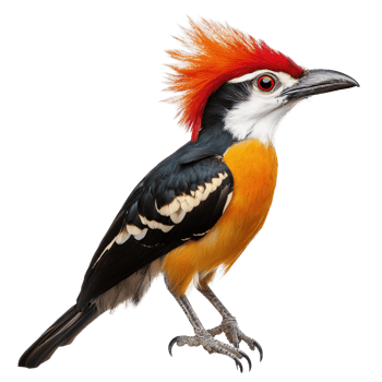 Vibrant Exotic Bird with Striking Red Crest. High-Resolution Wildlife Portrait on Transparent Background png