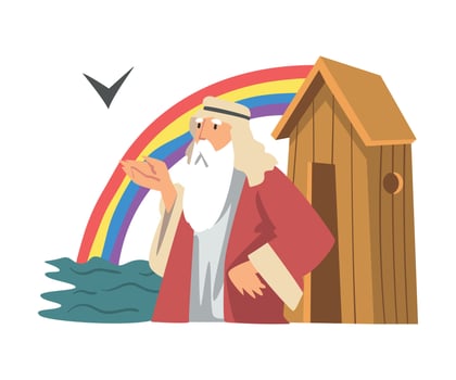 Noah, Ark and Genesis Flood as Narrative from Bible Illustration vector