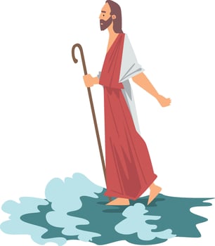 Jesus Walking on the Water as Miracle from New Testament in Bible Illustration vector