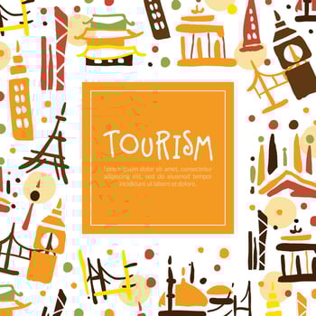 Tourism Banner Template, Summer Paradise, Tropical Vacation, Resort Poster Card, Background Illustration vector