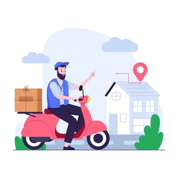 Delivery rider on scooter with package vector