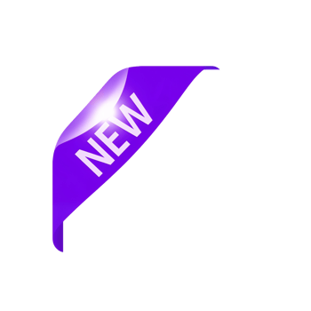 A vibrant corner element announcing novelty with a contemporary aesthetic appeal on a pure canvas png