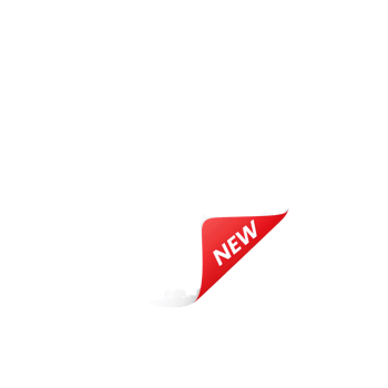 Vibrant red 'New' corner bookmark accentuating freshness with a transparent space around the element png