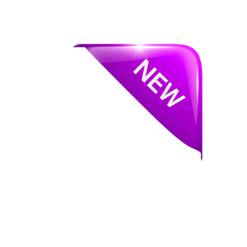 Vibrant corner marker displaying the word 'new' against an isolated transparent backdrop element png