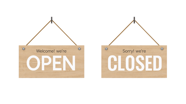 Open and Closed Signage Depicting Business Status on an Isolated Transparent Canvas png