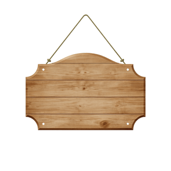 Rustic wooden sign with hanging rope, isolated and ready for custom text or graphics inclusion png