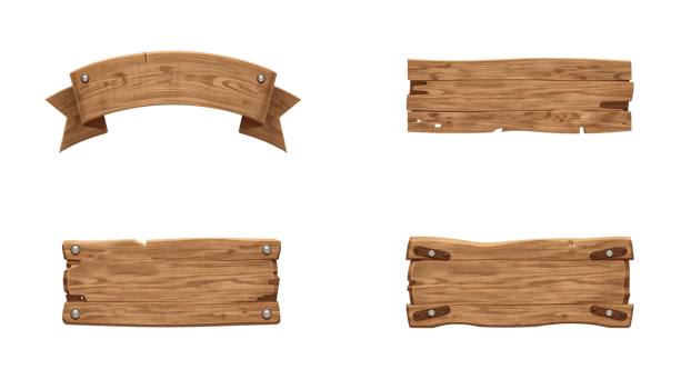 Rustic Wood Signage Collection. Charming, Isolated Wooden Signs for Various Applications png
