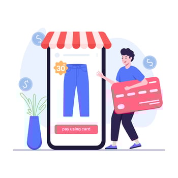 Mobile payment for jeans vector