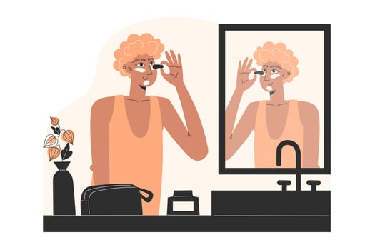 Young Man Applying Face Mask in Bathroom. Flat Style Skincare Illustration Promoting Self-Care and Gender-Inclusive Beauty Rituals vector