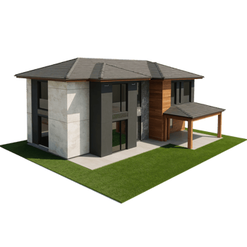 Modern architectural visualization showcasing a contemporary house design with a refined exterior png