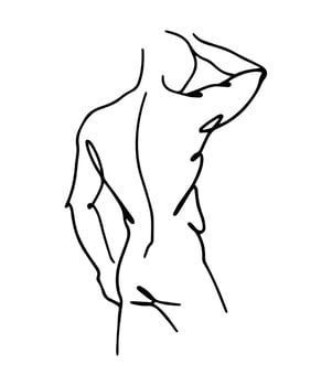 Aesthetic back of a man drawn in line art style. vector