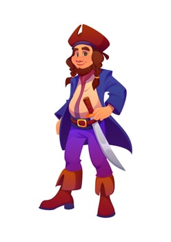 cartoon pirate character with sword vector