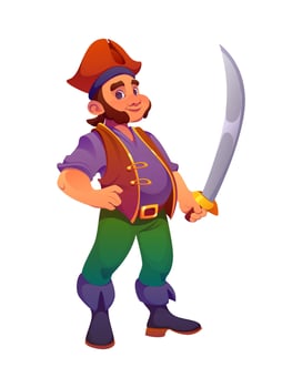 Cartoon pirate character with sword vector