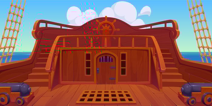 Pirate ship deck with wooden design vector