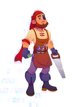 Colorful pirate character with tools vector