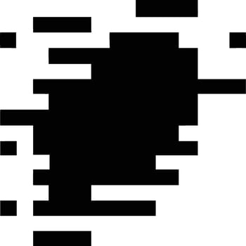 A black and white image of a pixelated square vector