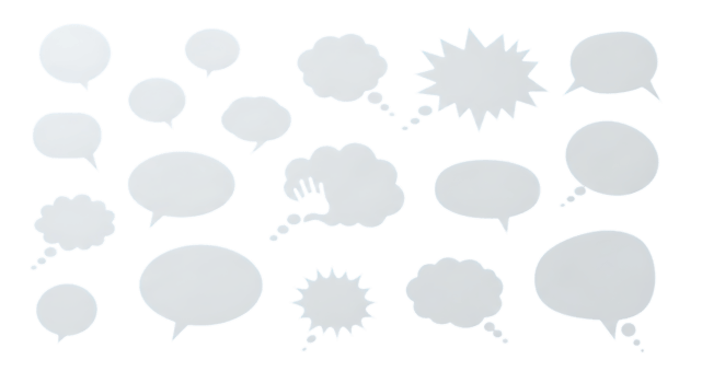 Collection of diverse comic book speech bubbles and thought clouds in various shapes and sizes isolated on transparent background png