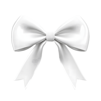 Elegant white satin ribbon bow tied beautifully with dangling tails isolated on transparent background png