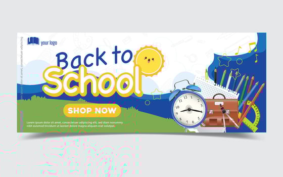 Back to school promotional banner vector