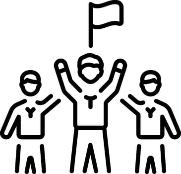A line style icon showing teamwork achievement vector