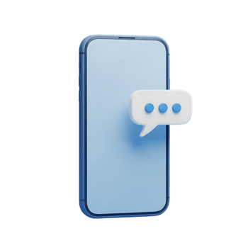 Modern smartphone displaying a chat bubble with typing indicator isolated on transparent background png