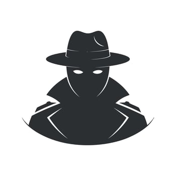 Mysterious Silhouette of a Person in a Trench Coat and Fedora Hat Concealing Identity and Intrigue vector