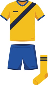 Yellow and blue sports uniform with shirt shorts and sock illustration for athletic wear design vector