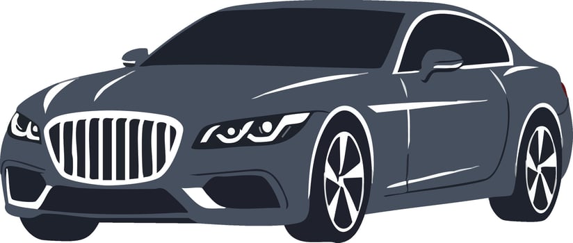 Sports car illustration of sleek dark grey coupe with modern design and aerodynamic features vector