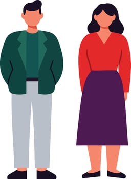 Man and woman standing together flat style illustration with casual clothing and simple design vector