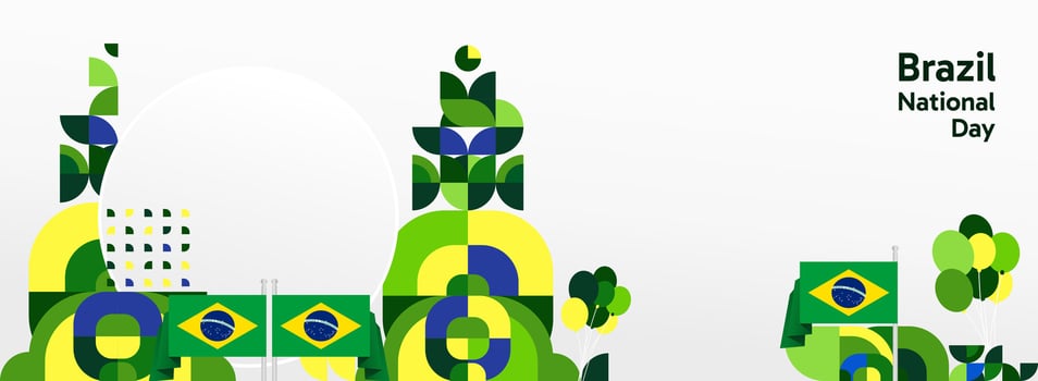Brazil Independence Day banner. Modern geometric background. vector