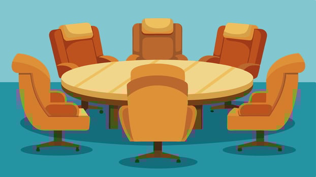 A large polished wooden table surrounded by plush comfortable chairs perfect for group study sessions.. vector