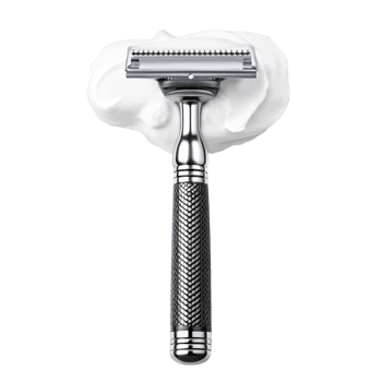 Classic double edge safety razor with shaving cream isolated on transparent background png