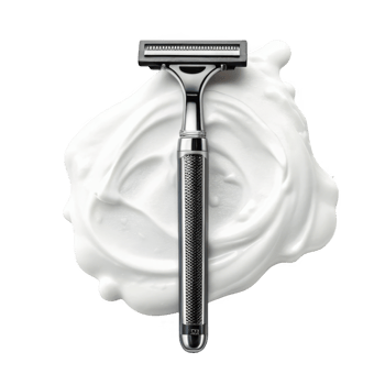 Classic safety razor in shaving cream isolated on transparent background png