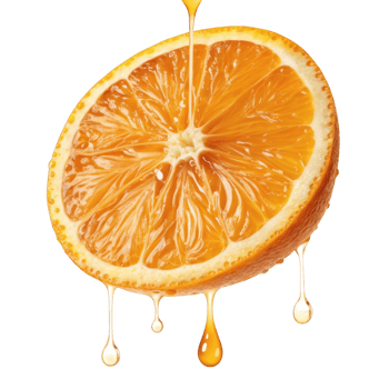 Juicy orange slice with dripping juice isolated on transparent background png
