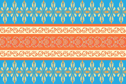 Orange and Blue Tribal Pixel Pattern vector