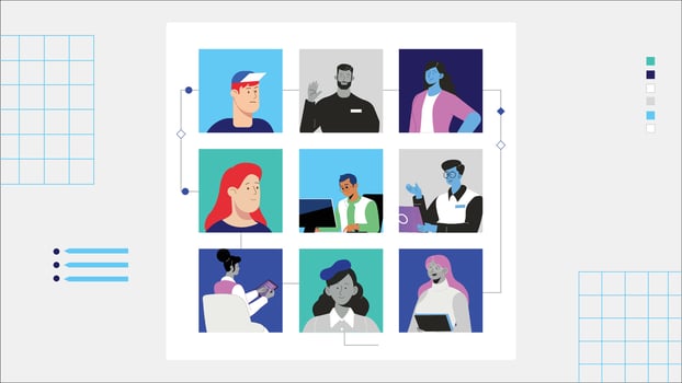 Flat design characters illustrating teamwork and creativity vector