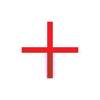 A red line art icon of a simple plus sign, often used as a minimalist crosshair or an indicator for addition. vector