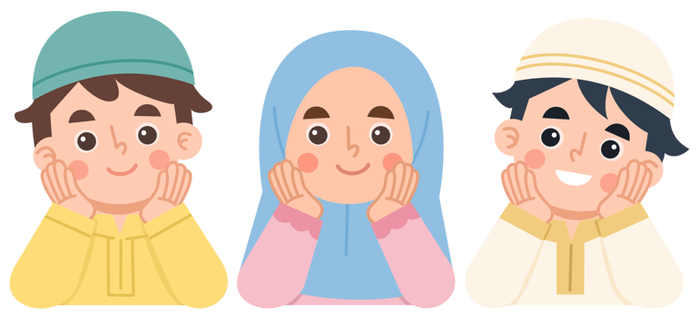 Illustration of cheerful Muslim children png